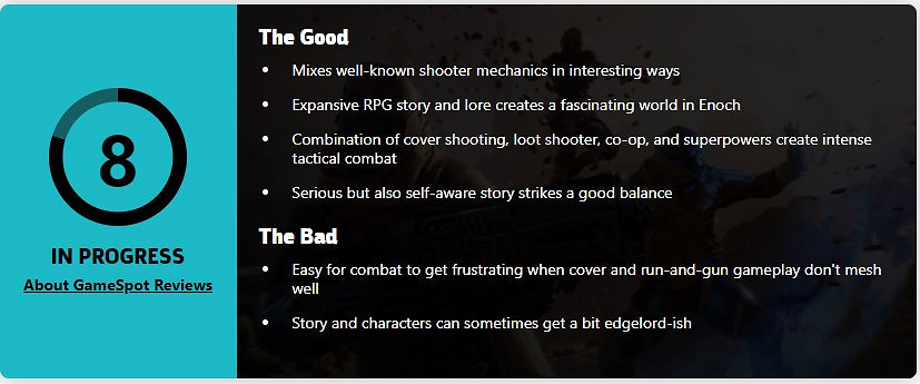 《Outriders》GameSpot暫時8分 將各種熟悉元素混合在一起
