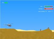 沙漠攻击-沙漠攻击-遊戲介紹：敵人隱藏在沙漠的堡壘中，你將要駕駛直升機去將敵人消滅。但武器和油料是有限制的，要特別留心。 
　　操作指南：鍵盤控制，方向鍵來控制，Z鍵為丟炸彈，X為發射火箭彈。

