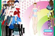 冬季羽絨裝-冬季羽绒装-滑鼠拖動冬裝和飾物到女孩身上，點右下角粉色按鈕展示。