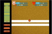 小豬沙狐球-小猪沙狐球-網路豬遊戲之小豬沙狐球,遊戲用滑鼠鍵點擊沙狐球向後控制力度和角度,鬆開後就可以出擊.