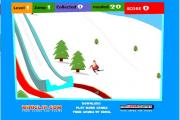 聖誕滑雪場-圣诞滑雪场-在遊戲的右上角有一個POWER盤，按空白鍵聖誕老人開始滑雪，按鍵的時間長短，決定
聖誕老人開始滑雪時的力度。如果滑的好，聖誕老人在滑雪時，可以摘到紅色的星星。